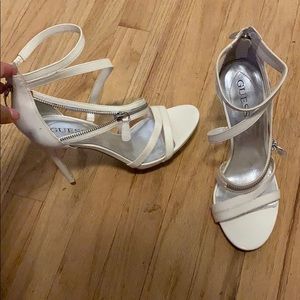 White heels with zipper